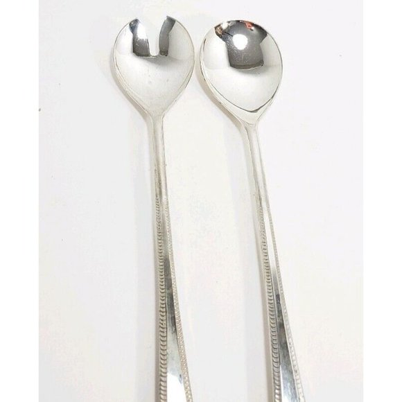 Vintage Brama EP on Zinc Silverplate Serving Fork Spoon salad set 9.5" flatware - Picture 5 of 8